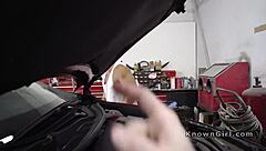 Ebony Girlfriend Cheats on Boyfriend in Car Repair Shop with Repairman