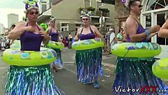 Skinny guy fingers ass before big cock bareback in bathroom