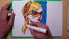i'm sketching a quick portrait with copic markers