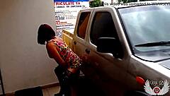 Watch That Sissy Boy's Ass Dilate Deeply Behind The Car!