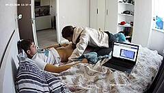 Amateur brunette euro chick babe at sucking & handjob