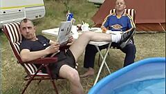 why do these guys love feet in an outdoor orgy?