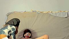 The findom dominatrix dominates the guy with fingering and assplay while he masturbates