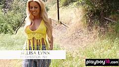 Blondie Jillisa Lynn Rips Clothes To Reveal Big Natural Boobs And Shaved Pussy Outdoors!