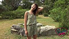 Small Tits Slut Fucked Outdoors!