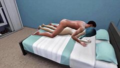 blue-haired girl watches movie with stepdad