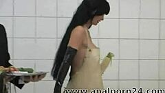 In the shower room, hard fisting scene with group anal