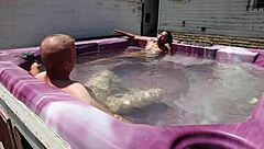 dayanara relaxing in the hot tub