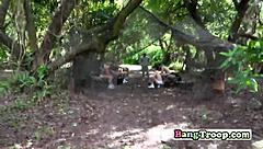 Field trip turns into steamy orgy for horny soldiers