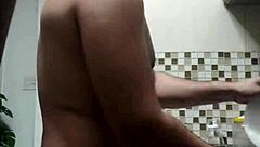 Macho Guy Bent Over Washing Dishes Gets Doggystyle Fuck!