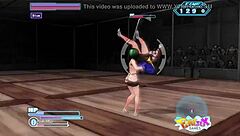 Teen fights in gamble game, revealing big tits and ass