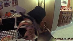 teen fucks step daddy and his friends in hardcore pov swallow session on halloween