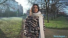 Beautiful Brunette Biology Student Cums Hard On Stranger's Big Cock In Public