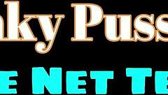 Pinky pussy teases in blue net