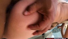 Teen takes cock and cum in mouth, riding pov