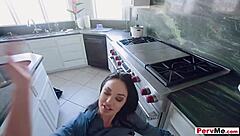 Busty brunette stepmom gets doggystyle fucked by stepson with big cock in rough hardcore sex