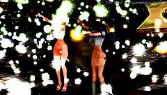 half-naked girls dance and sing in hentai cartoon