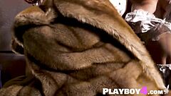 Petite Asian teen Magen Hana poses seductively before Kayla Coyote's striptease