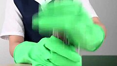 Intense handjob with latex gloves by japanese asian fetish performer