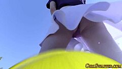 stepteen 18+ receives jizz facial in outdoor group hardcore