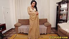 Tanned Latina Shemale Toys Her Anal Hole Intensely