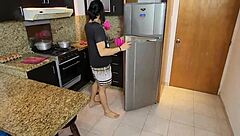 Prank Cousin To Show Huge Ass In Kitchen, Then Sex With Sexy Latina