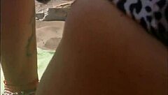 Watch this wife give blowjobs and handjobs on the beach? Her big ass and pussy are on display!