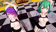 Hololive's Uruha Rushia and Tocoyami Towa Perform Jaipur Dance in MMD.