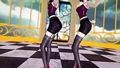 Hololive's Uruha Rushia and Tocoyami Towa Perform Jaipur Dance in MMD.