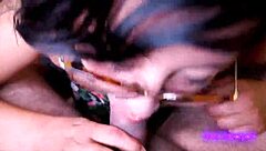 Samantha, my stepsister with green eyes, sucks my dick passionately