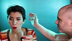 Wife Brunette Gives Handjob Cum On Waffle Coffee