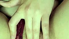 Hot woman gropes tits and squirts during masturbation