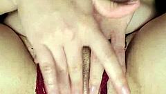 Hot woman gropes tits and squirts during masturbation