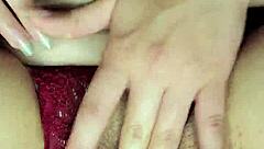 Hot woman gropes tits and squirts during masturbation