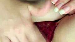 Hot woman gropes tits and squirts during masturbation