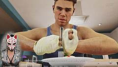 milf in 3d cartoon parody gives epic handjob in game