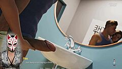 milf in 3d cartoon parody gives epic handjob in game