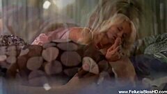 Horny babe sucks cock in cfnm fantasy. Earns facial cumshot.