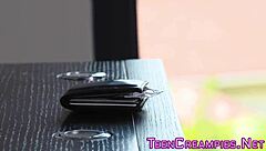 Petite Latina's tight pussy gets creampied hard