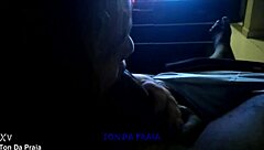 watching a reality show while getting a blowjob from a big black cock in the dark