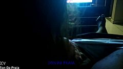 watching a reality show while getting a blowjob from a big black cock in the dark