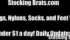 we dressed up in pantyhose for a wild threesome with friends