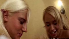 Blondes using glass vibrator play time – licking asshole, gaping pussy with dildo in lesbian sex