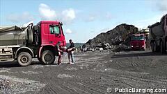 i saw a blonde petite girl getting fucked at the construction site by two guys in public