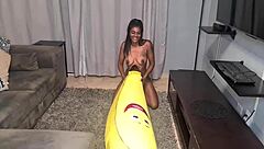 tattooed desi slut humps big banana with close ups