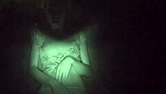 Hey, Brookeskye fingers her small tits pussy outdoors