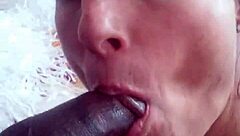 sofie marie kneels for a pov blowjob on that big black cock