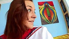 Hot Cheerleader Babe Blows Cock and Gets Fucked Hard!