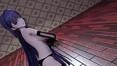 Raiden Mei in Stockings and Garter Belt, Spanking and Wiggling Teasingly?