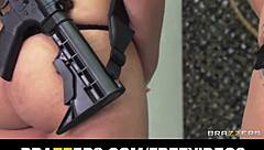 New Brunette Recruit Seduced by Three Superior Officers